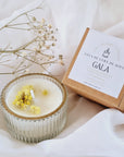Vela de soja en tarro cristal (mini) naranja y salvia
