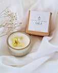 Vela de soja en tarro cristal (mini) naranja y salvia