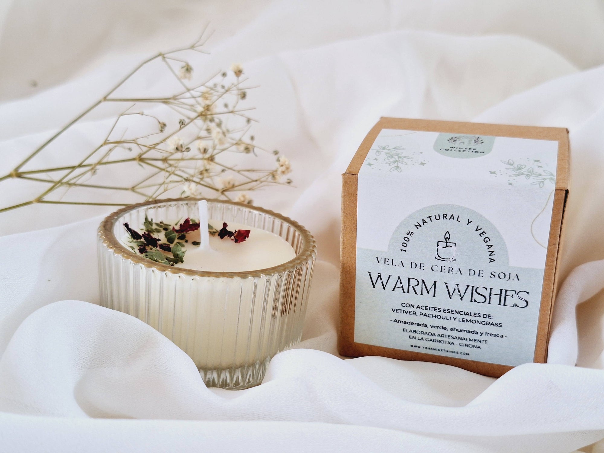 Vela soja tarro cristal (mini) vetiver, pachouli y lemongras
