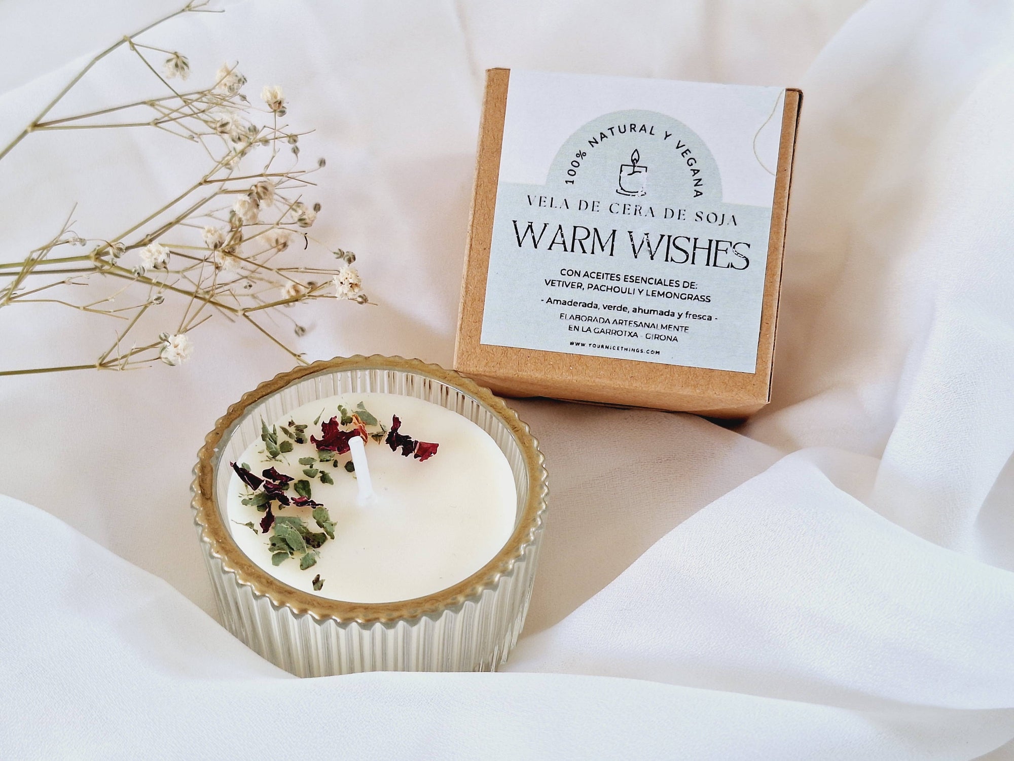 Vela soja tarro cristal (mini) vetiver, pachouli y lemongras